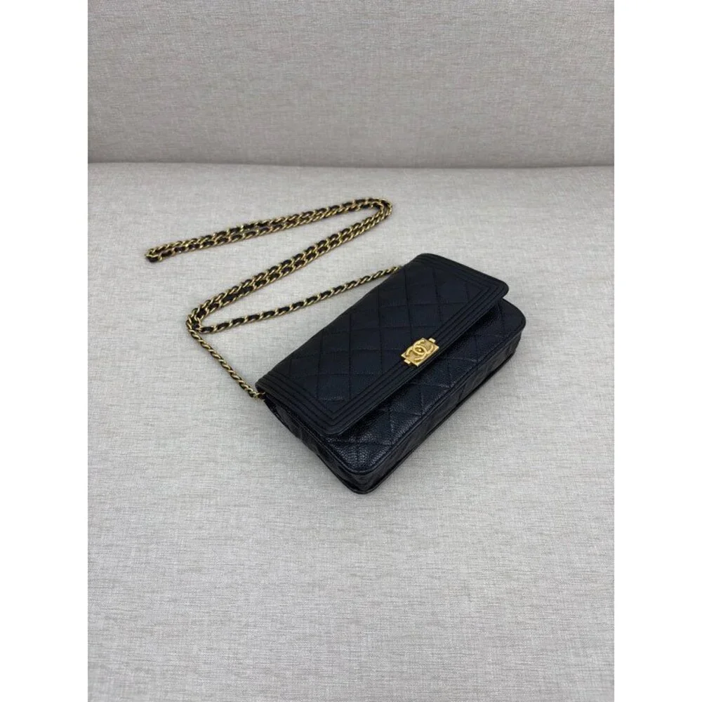 CHANEL Black Caviar Boy WOC GHW